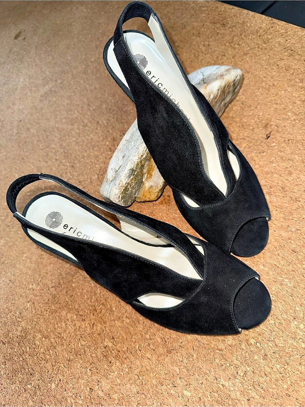 eric michael Peru Black Slingback Heels Size US 8